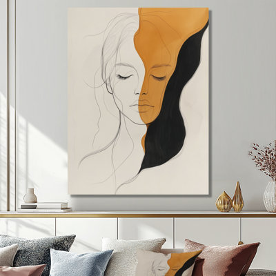 «Figure in a simple line I», impression murale en métal, portrait de femme