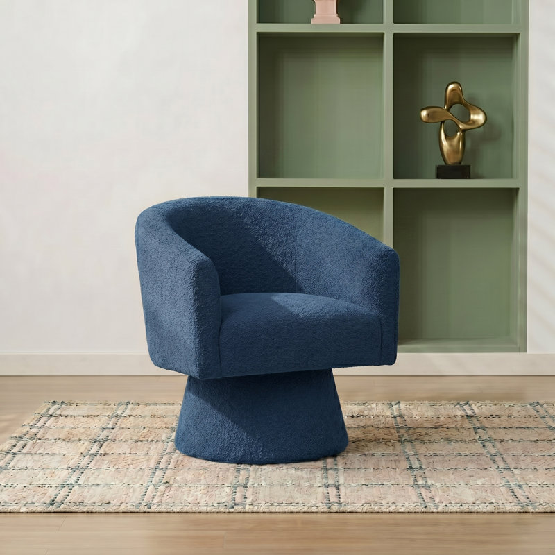 Caleigha Fabiola 27.9'' Swivel Barrel Chair, Polyester marine