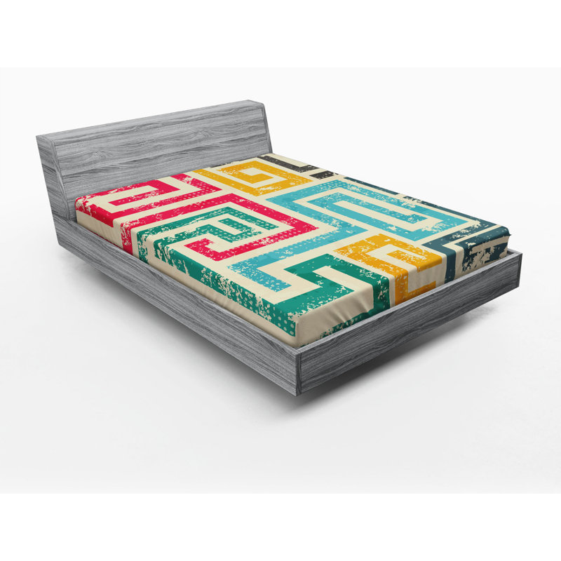 Microfiber Geometric Fitted Sheet, Full Fitted Sheet