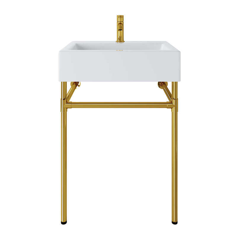 Modway Redeem 24" Acrylic Wall-Mount Bathroom Vanity, Gold