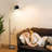 Real Marble Floor Lamp with Wood Bedside Nightstand End Table and Built-in USB Charging Port
