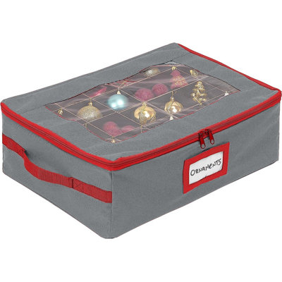 Boîte de rangement d'ornement de Noël sous le lit avec séparateurs, 2 plateaux amovibles individuels pouvant accueillir jusqu'à 48-3 po