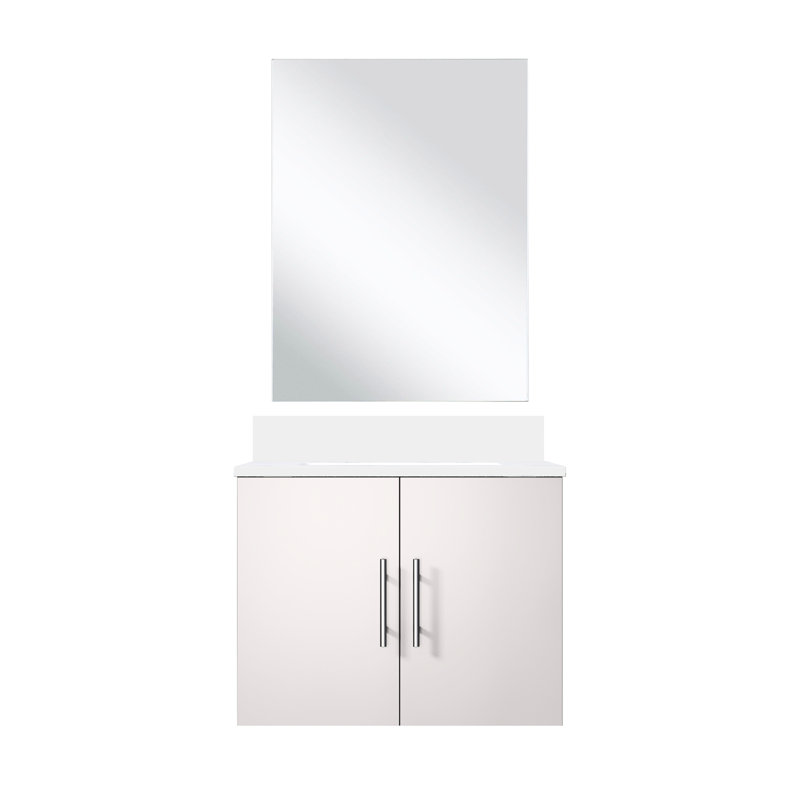 Meuble-lavabo l 24 po x P 22 po avec teinture - Quartz et miroir