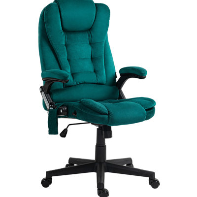 Fauteuil chauffant chauffant, siège de massage foncé, inclinable, accoudoir et fauteuil de bureau à hauteur réglable avec chaleur de massage vibrante et accoudoirs réglables