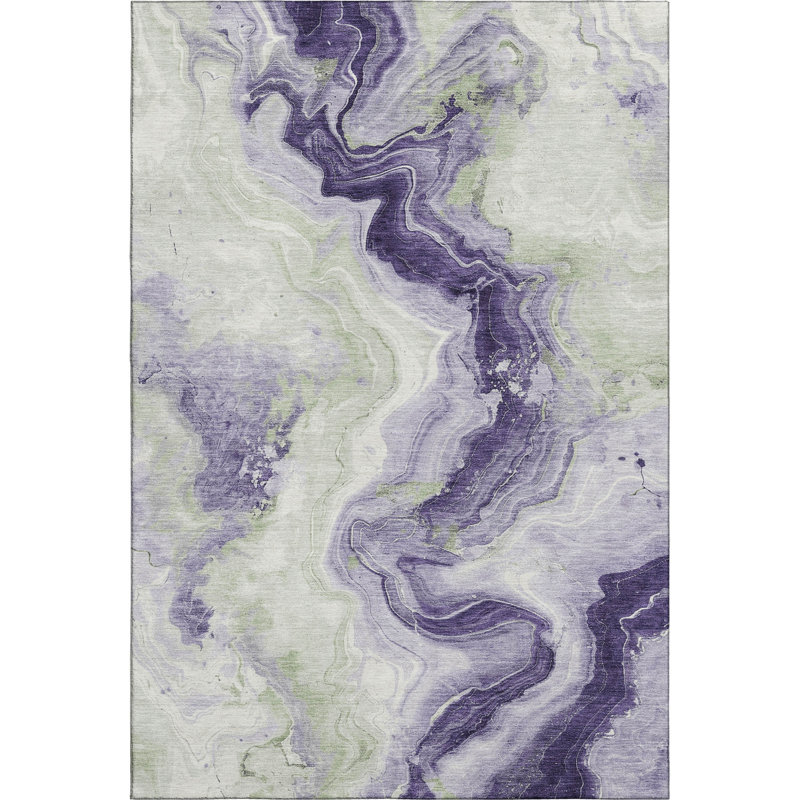 Premium Machine Washable Mayfield AMF1862 Swirls Rug, Rectangle 9' x 12'