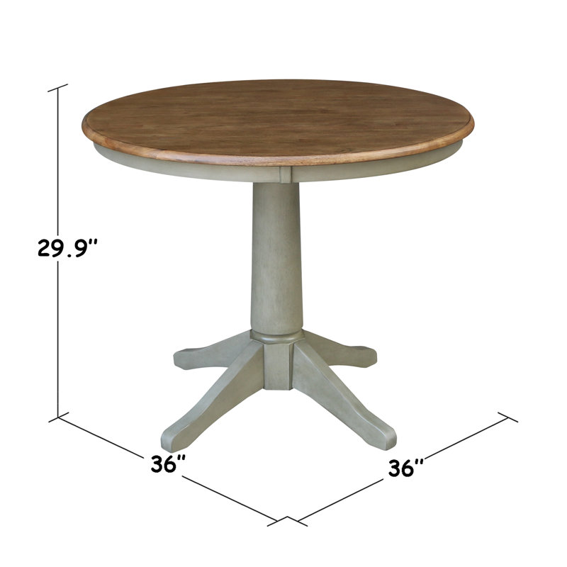 Table de salle à manger Imilia, H 29,9 po x L 36 po x l 36 po, Hickory / pierre