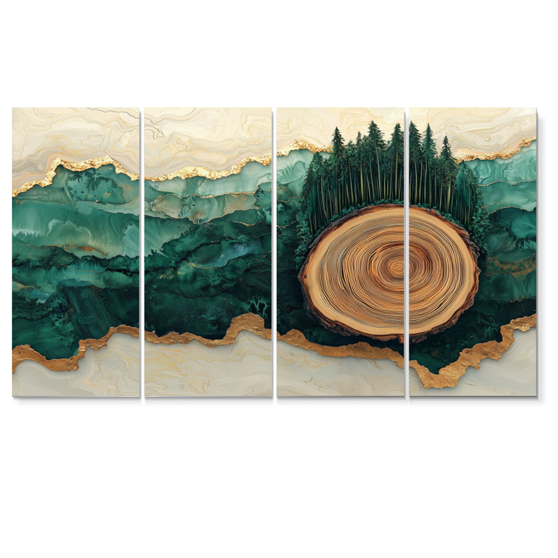 Paysage de forêt de pins dans une glissoire en bois III - Art mural arbre - ensemble d'art mural traditionnel, 4