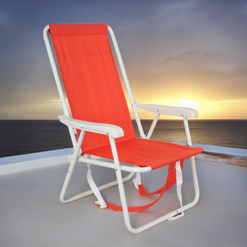 Chaise longue de plage réglable - Design ergonomique avec structure en aluminium et tissu Oxford, Rouge