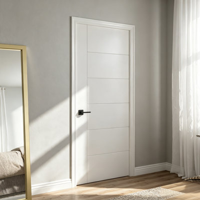32X80 In. Primed Flat 7 Panel Smooth White Primed Hollow Core Composite Interior Molded Door Slab