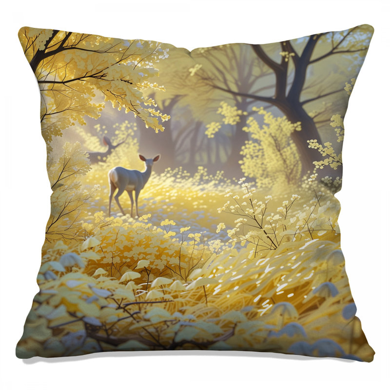 Coussins décoratifs Yellow Forest Deer, 18 po x 18 po