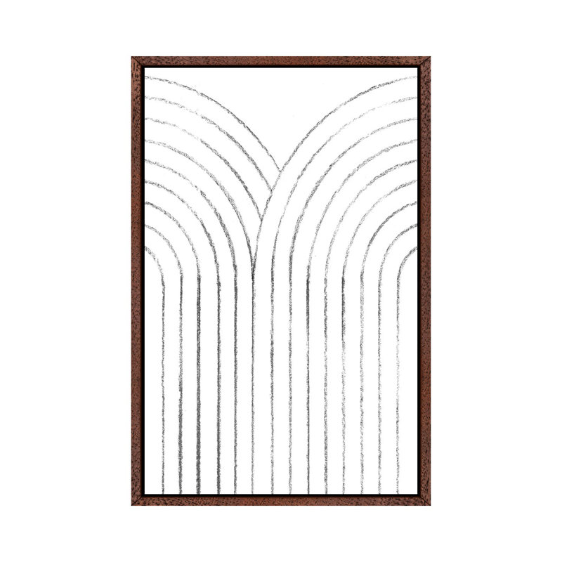 Rainbow Style Line Art 1 Piece Wall Art on Canvas, 66.04cm H x 45.72cm W x 3.81cm D, Classic Brown Wood Framed