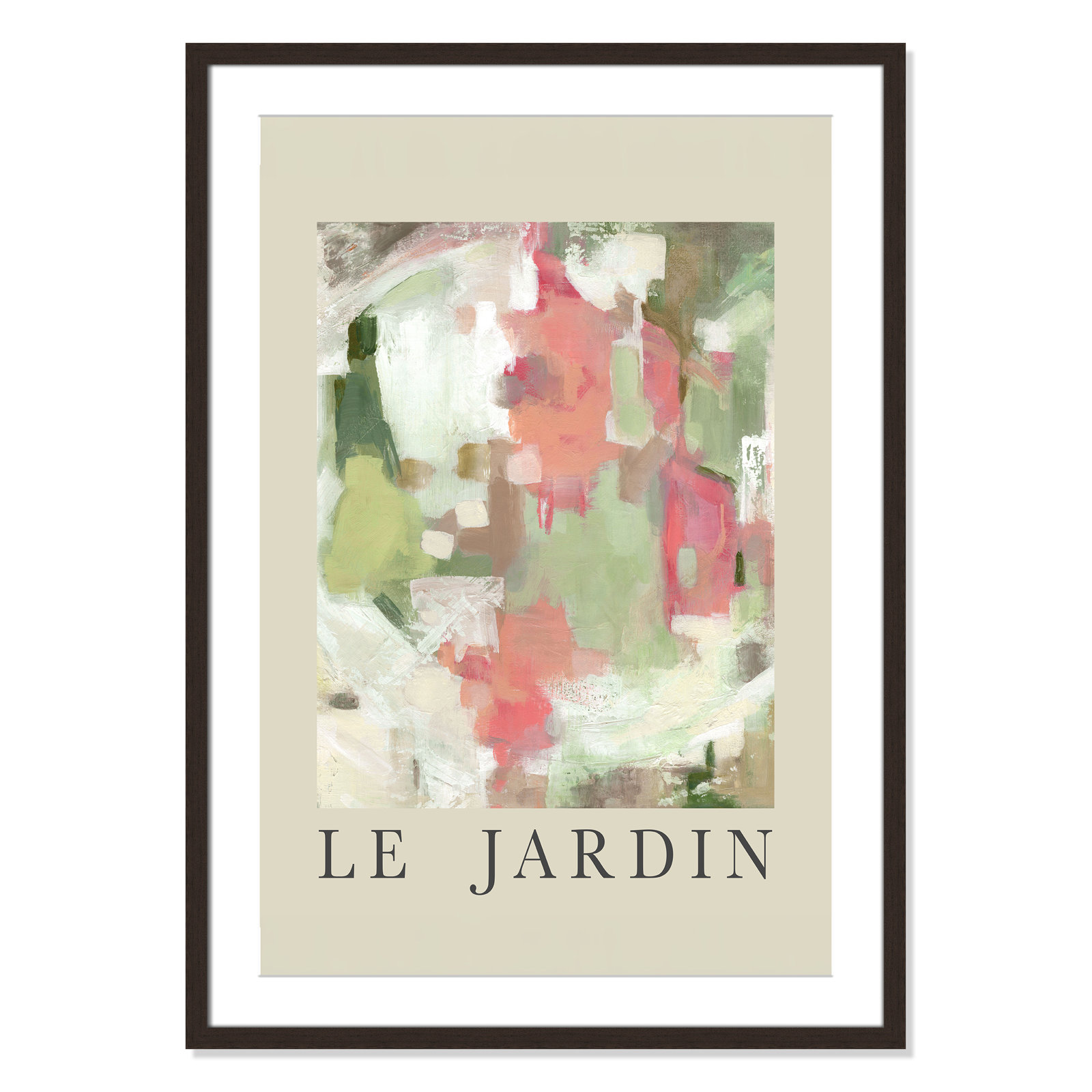 Riya "Le Jardin" Print by Carol Robinson, Walnut Single Picture Frame, Yes, 35.5" H x 25.5" W x 1.25" D