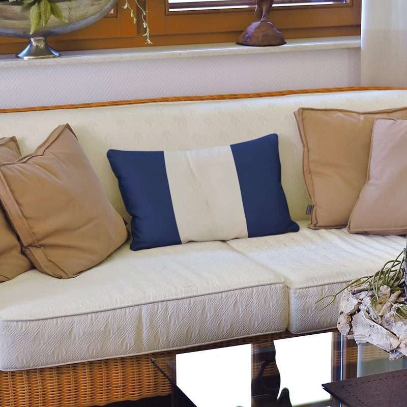 Housse de coussin lombaire Atlanta, Blanc / bleu, New-York, grand