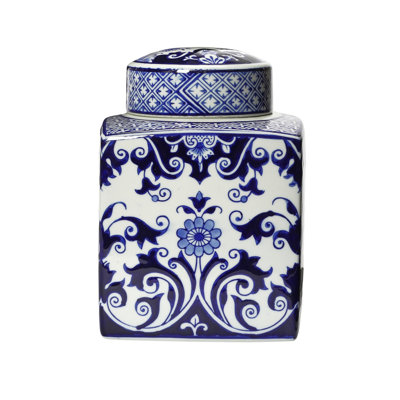 Chadwicks Decorative Square Ceramic Ginger Jar with Lid