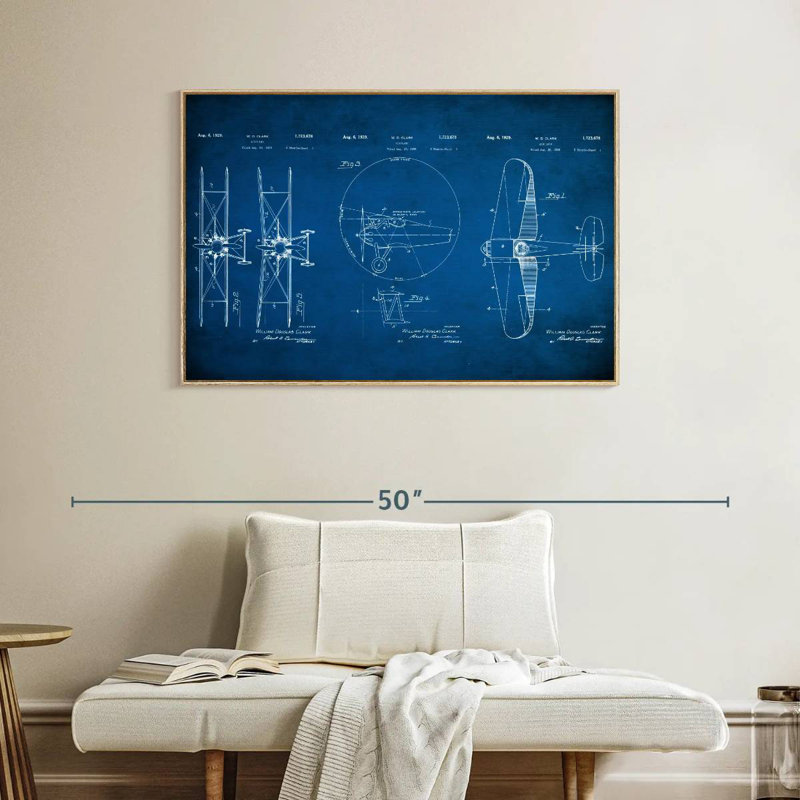 Plan de l'avion, Cadre flottant en bois naturel, 40 po x 27 po