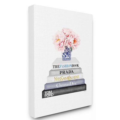 «Bookstack with Pink Flowers», reproduction