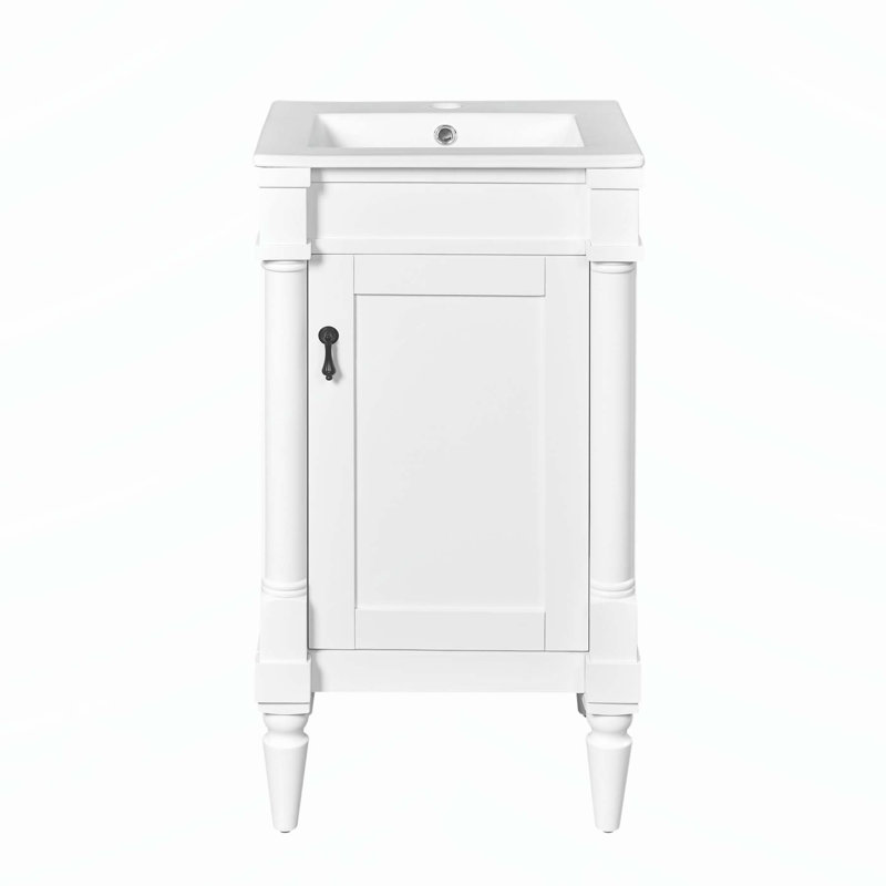 Meuble-lavabo compact et élégant avec rangement polyvalent et fabrication durable, Blanc
