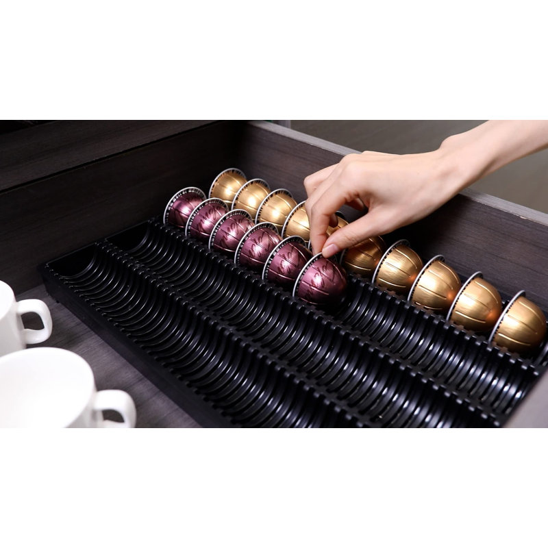 Black Plastic Coffee Pod Storage Holder Drawer Insert for Nespresso Vertuoline Capsules