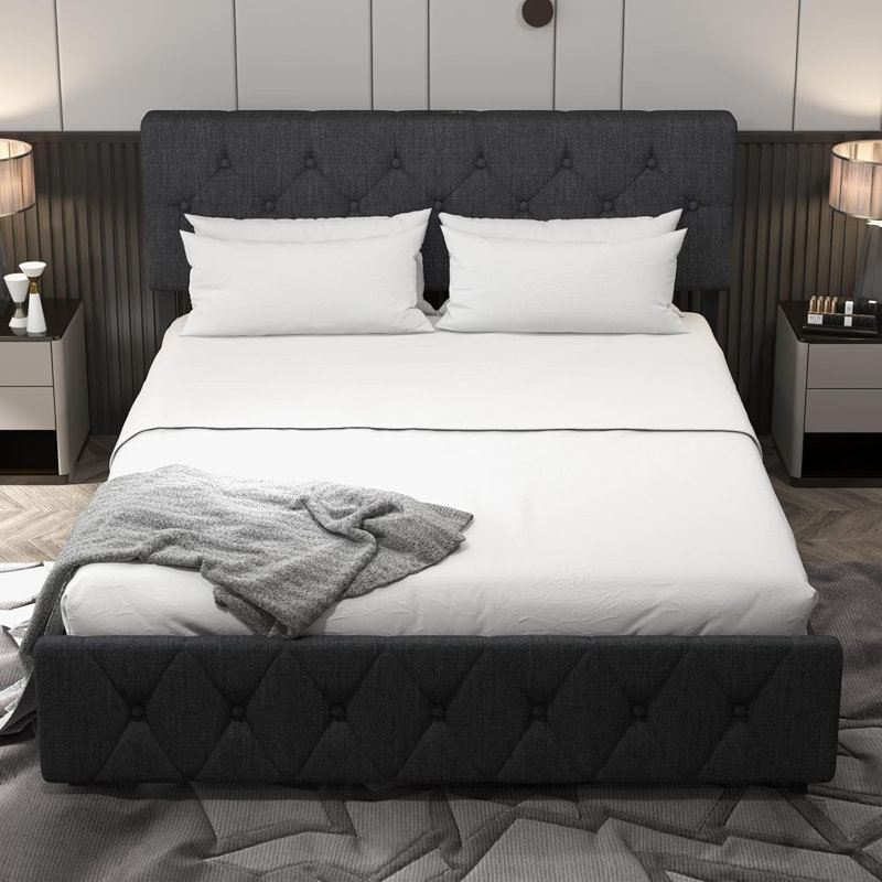 Upholstered Platform with Adjustable Headboard