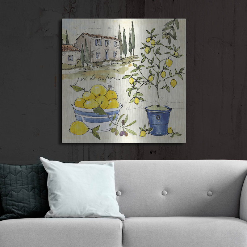 August Grove® «Citron III» par Anne Tavoletti, art mural en métal, H 36 po x l 36 po