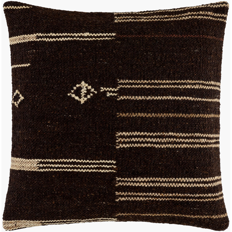 Coussin décoratif Becki Owens X Livabliss Solea, Motif géométrique brun, Carré 20 po