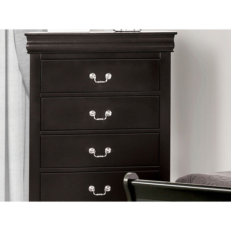 Commode à finition cerisier foncé 1pc avec tiroirs en queue d'aronde, Noir