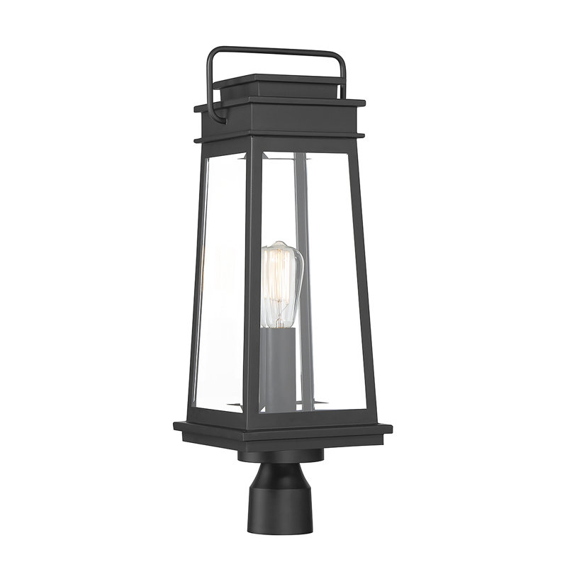 Matte Black 1-Light Outdoor Post Lantern with Clear Glass