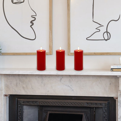 Battery Operated 3D Wick Pillar Candles - 3 Count