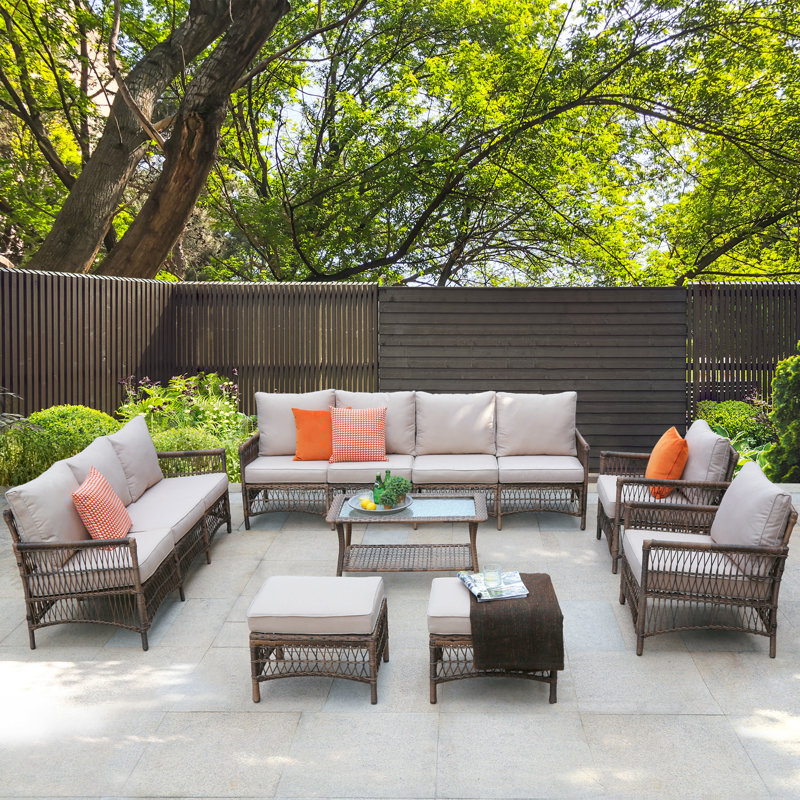 Mariyam Premium All-Weather Wicker 11 - Person Patio Conversation Set with Cushions