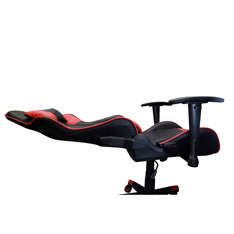 Symple Stuff Reclining Ergonomic Faux Leather Swiveling Game Chair, Red/Black, Red/Black