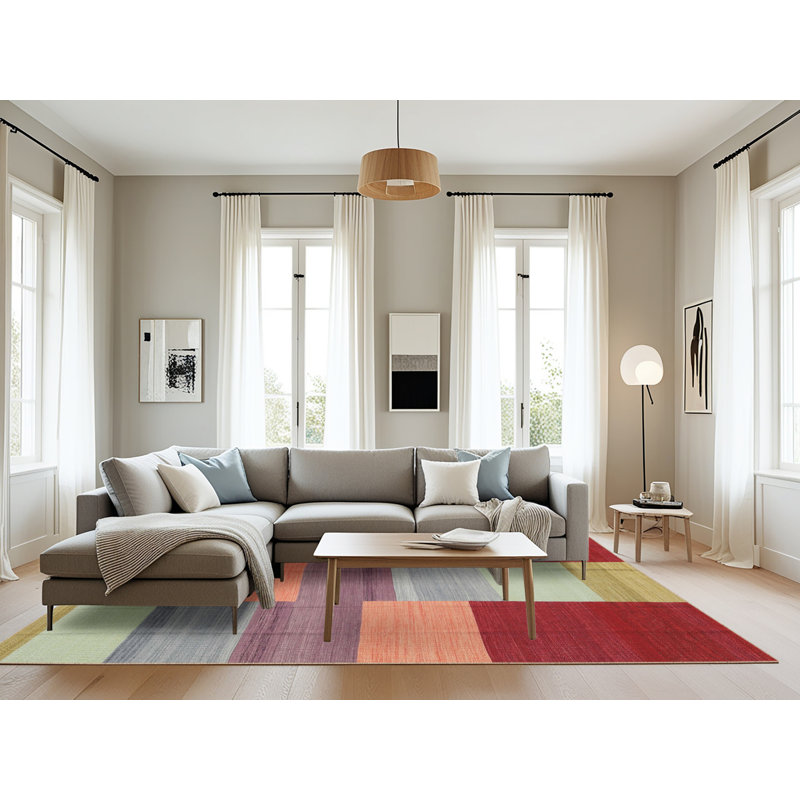 Tapis abstrait rouge / rose, Rectangle 8 pi x 10 pi