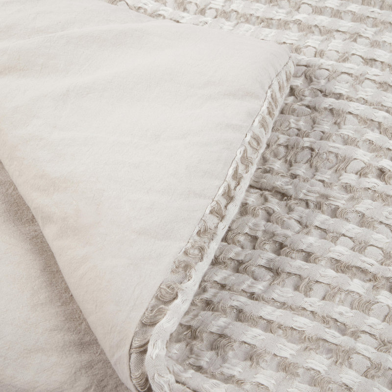 Colmar 4-Piece Linen Blend Quilt Set, Natural, King Quilt + 3 Euro Shams