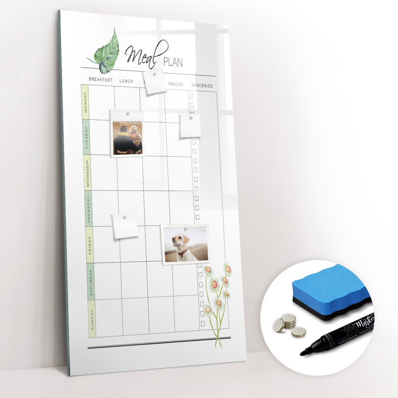 Magnetic Memo Board Whiteboard - 60 x 120 cm - With Marker and Magnets - Meal plan