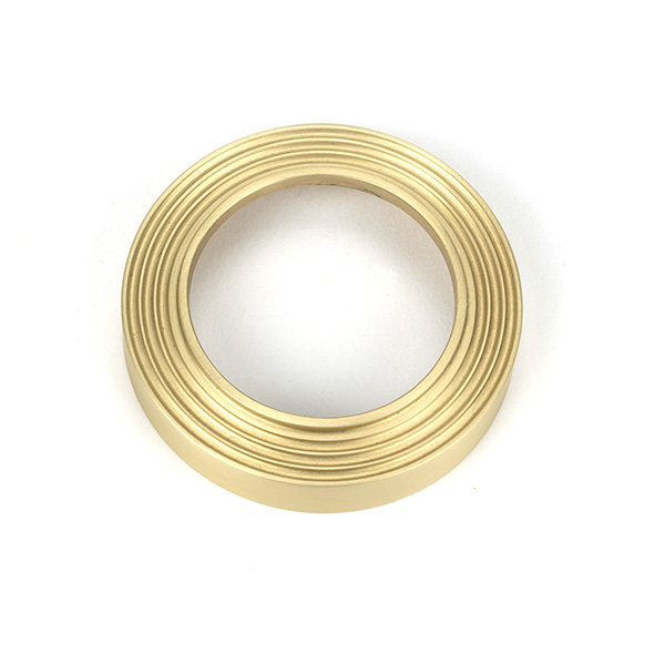 Beehive Satin Brass Round Euro Escutcheon