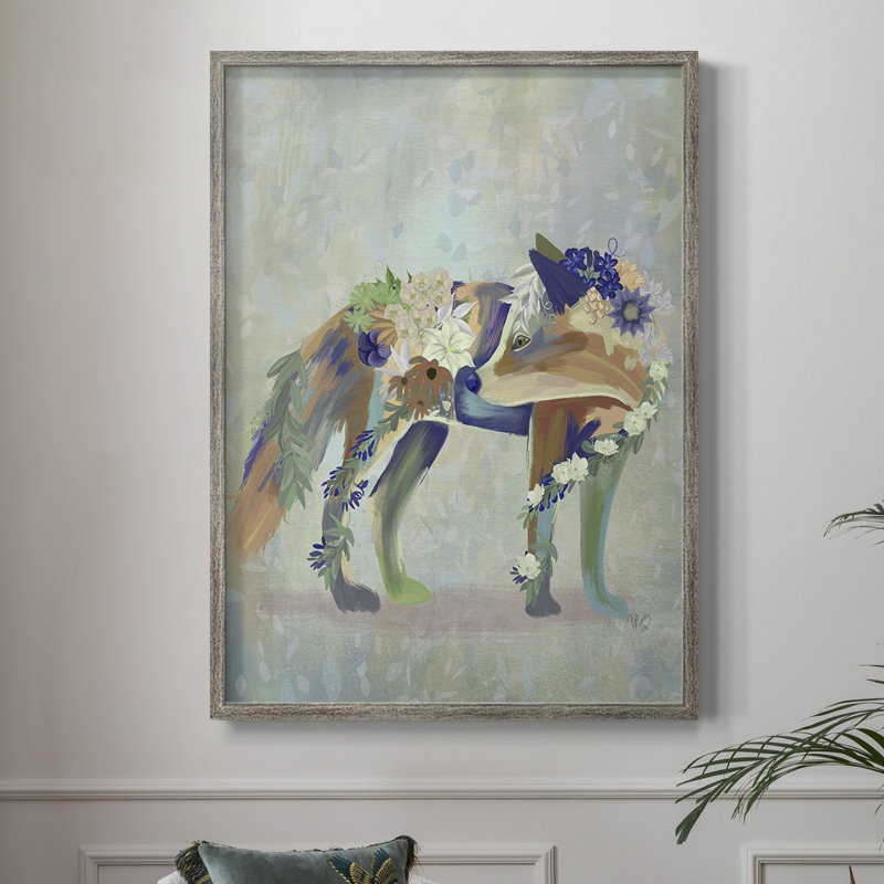 Fantastic Florals Fox, reproduction encadrée debout - bois massif, H 30 po x l 24 po