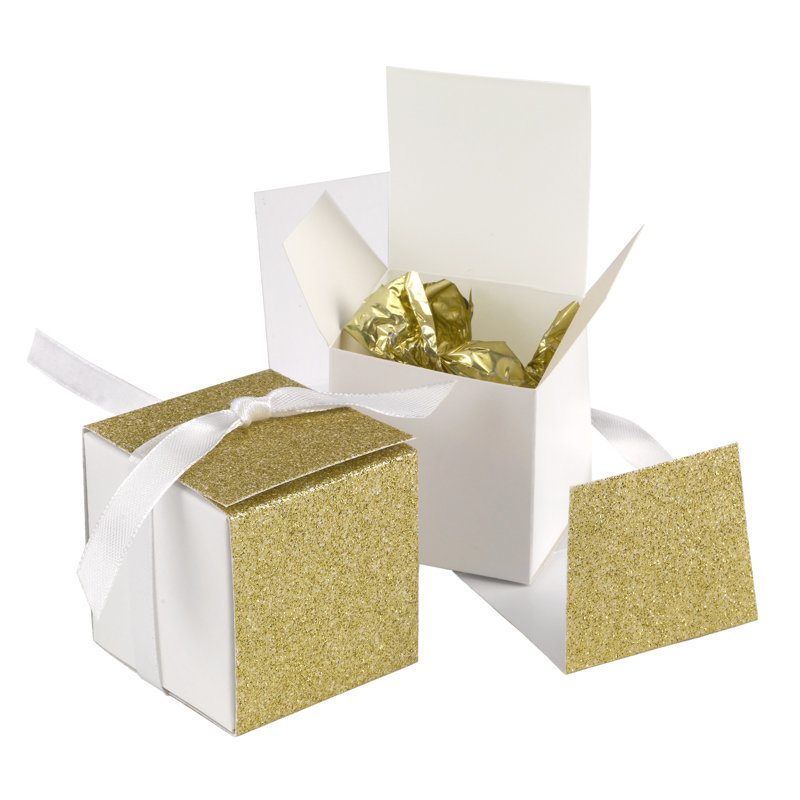 Boîte à habillage paillettes, Or