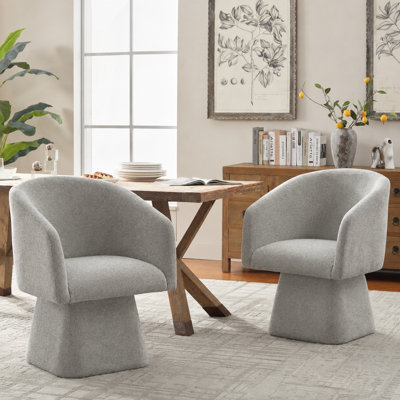 Chaises de salle à manger pivotantes rembourrées, chaises d'appoint en chenille, siège à coussin profond (ensemble de 2)