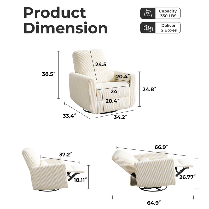 360° Swivel Recliner With Heating And Massage, Beige