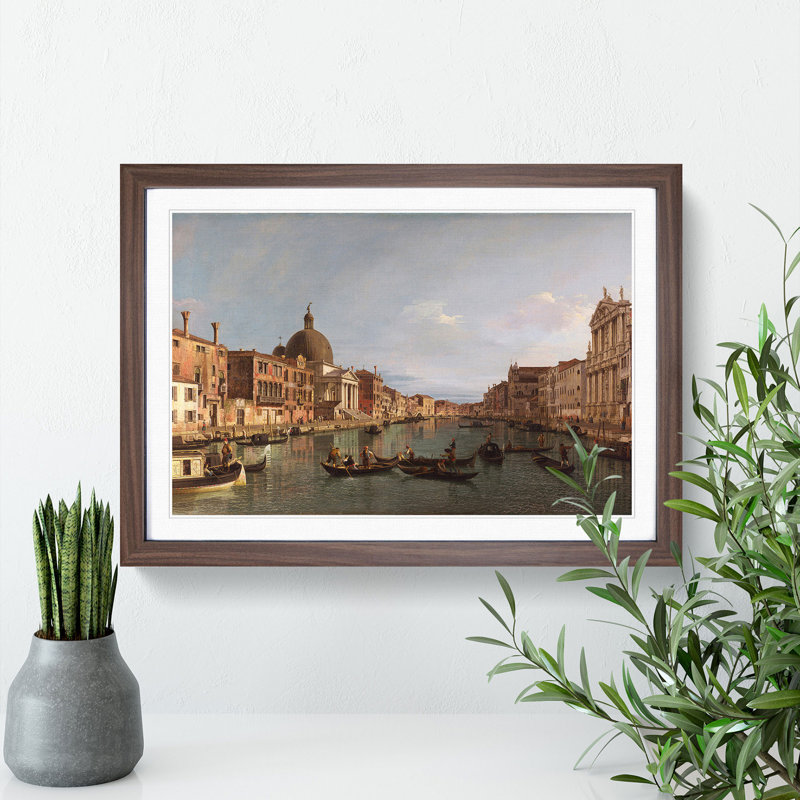 The Grand Canal in Venice by Giovanni Canaletto - Picture Frame Painting, 27cm H x 36cm W x 2cm D, Walnut