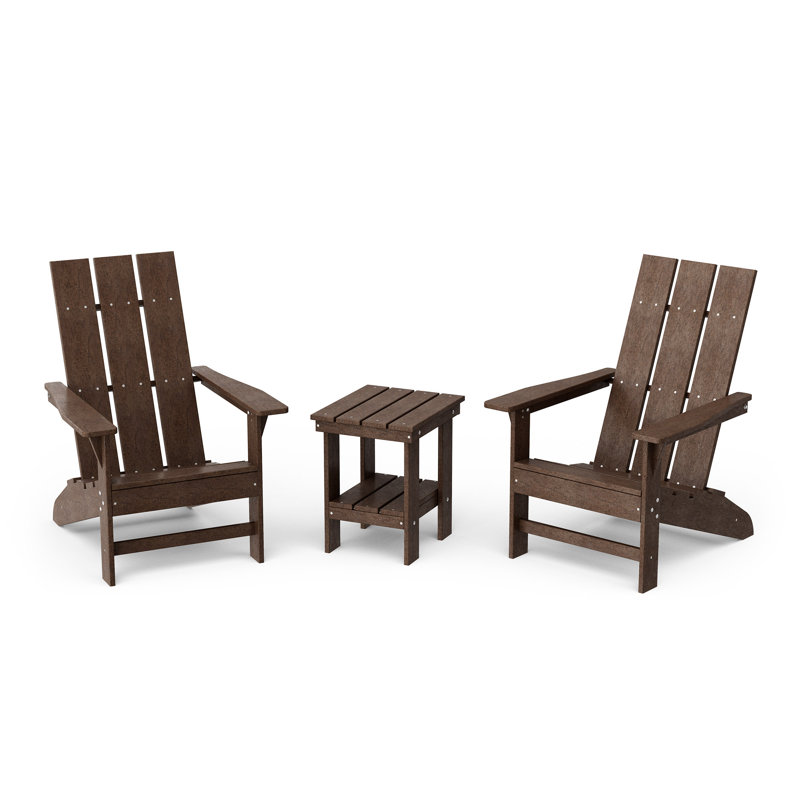 Avilez 3-Piece Modern Adirondack Set With Side Table, Tudor Brown