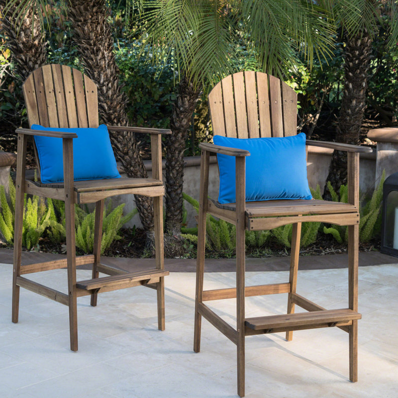 Bois naturel teinté de 2 avec siège haut et dossier à lattes pour patio intérieur et extérieur à finition confortable