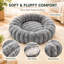 Coussin apaisant rond en peluche avec rebord surélevé, coussin douillet en forme de beigne pour chats et chiens, gris-2143906143