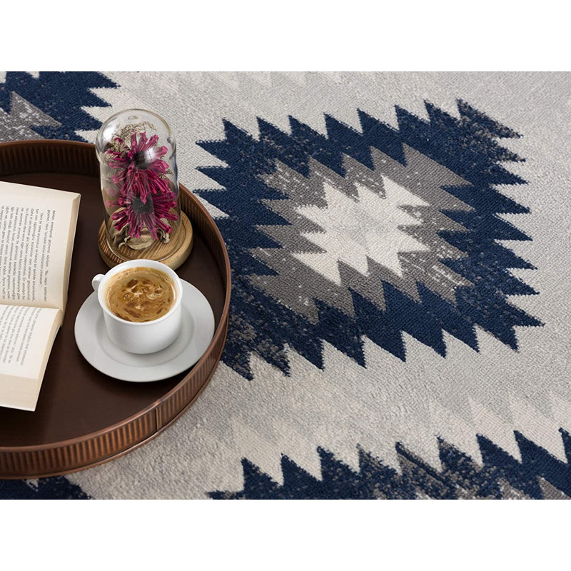 Tapis de couloir bleu Avelien, Rectangle 4 pi x 6 pi