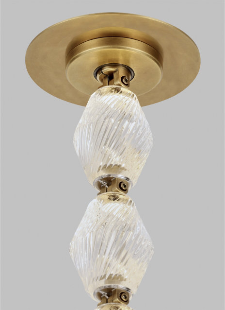 Collier 132 Chandelier, Natural Brass, 140.5" H x 2" W x 2" D
