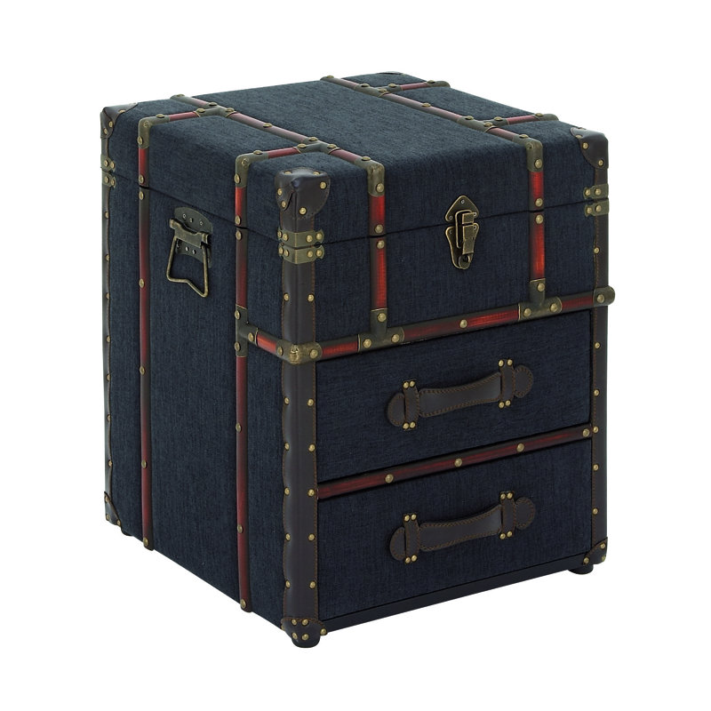 Monge 2-Drawer Faux Leather Accent Chest , Blue