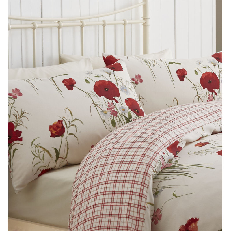 Wild Poppies Easy Care Duvet Cover Set, Single Duvet Cover + 1 Standard Pillowcase