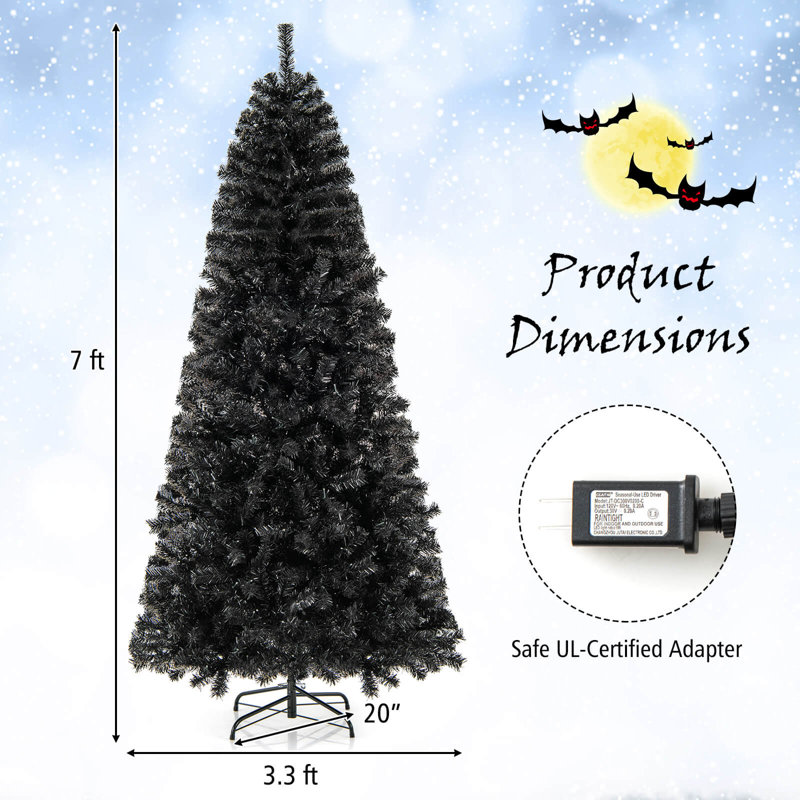 7 Ft Artificial Halloween Tree With Bendable Top Section 1050 Branch Tips 340 Lights