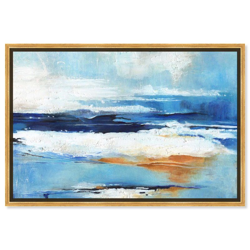 «Beautiful Blue Canvas Pastel Abstract Calming Wall Art» par Art Remedy, Cadre noir, H 17 po x l 21 po