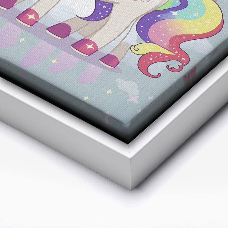 Licorne arc-en-ciel, Canvas, 12"H x 16"W, White Framed
