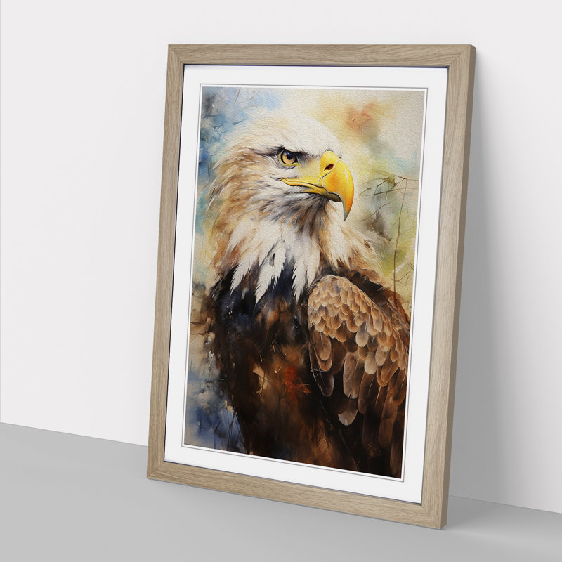 Eagle Expressionism No.2 - Single Picture Frame Print on Wood, Oak Framed, 34cm H x 25cm W